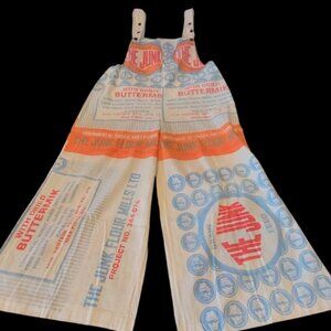 COPY - Flour Sack The Junk Overalls Coveralls W/ Straps Garden Hippie Cottage C…